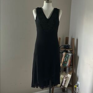 Petit Pois By Viviana G. Black Layered Mesh Asymmetrical Sleeveless Dress S